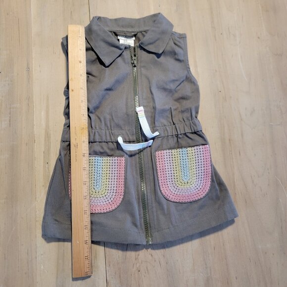 Max Studio Kids Girls Size 3T Zip Front Vest Jacket‎ Olive Green Sequins Pockets - Picture 8 of 10